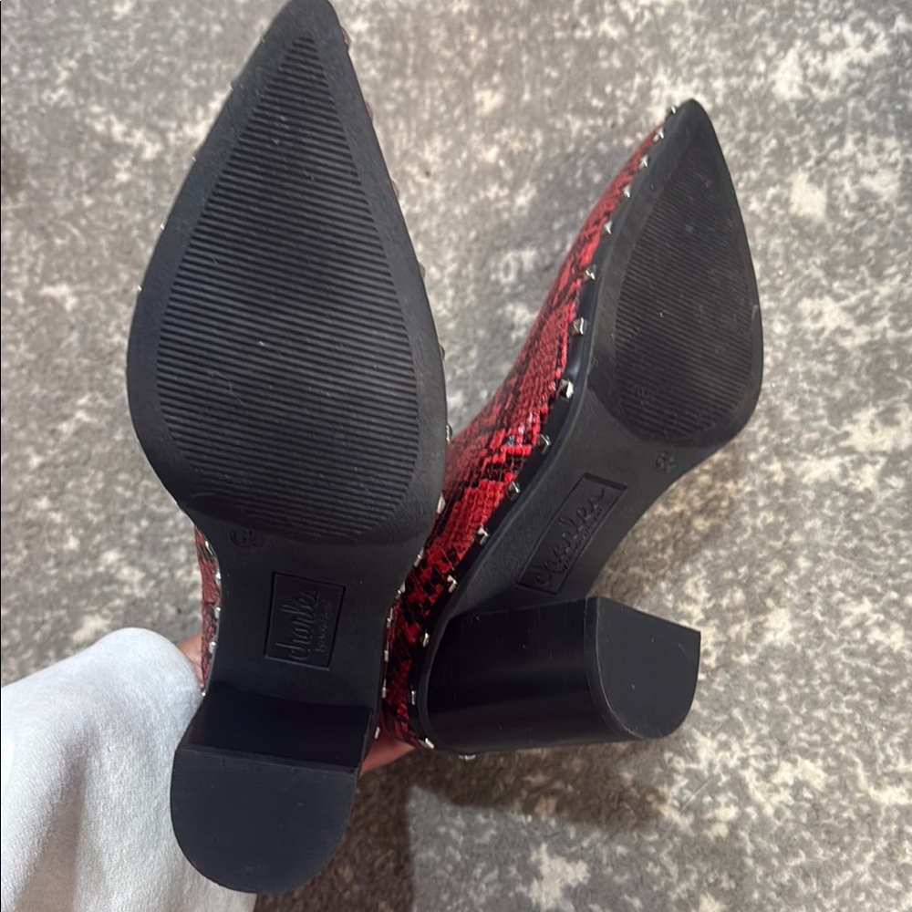 Charles David Red Snake Pattern Ankle Boots - Picture 3 of 3